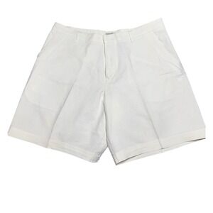 Breakwater Mens 38 White Linen Blend Flat Front Shorts Vintage Summer Beach